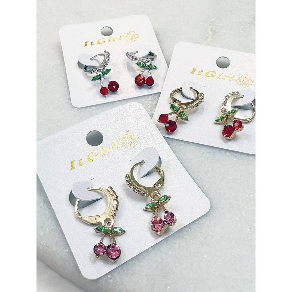 Gemstone Drop Dangle Cherry Earrings