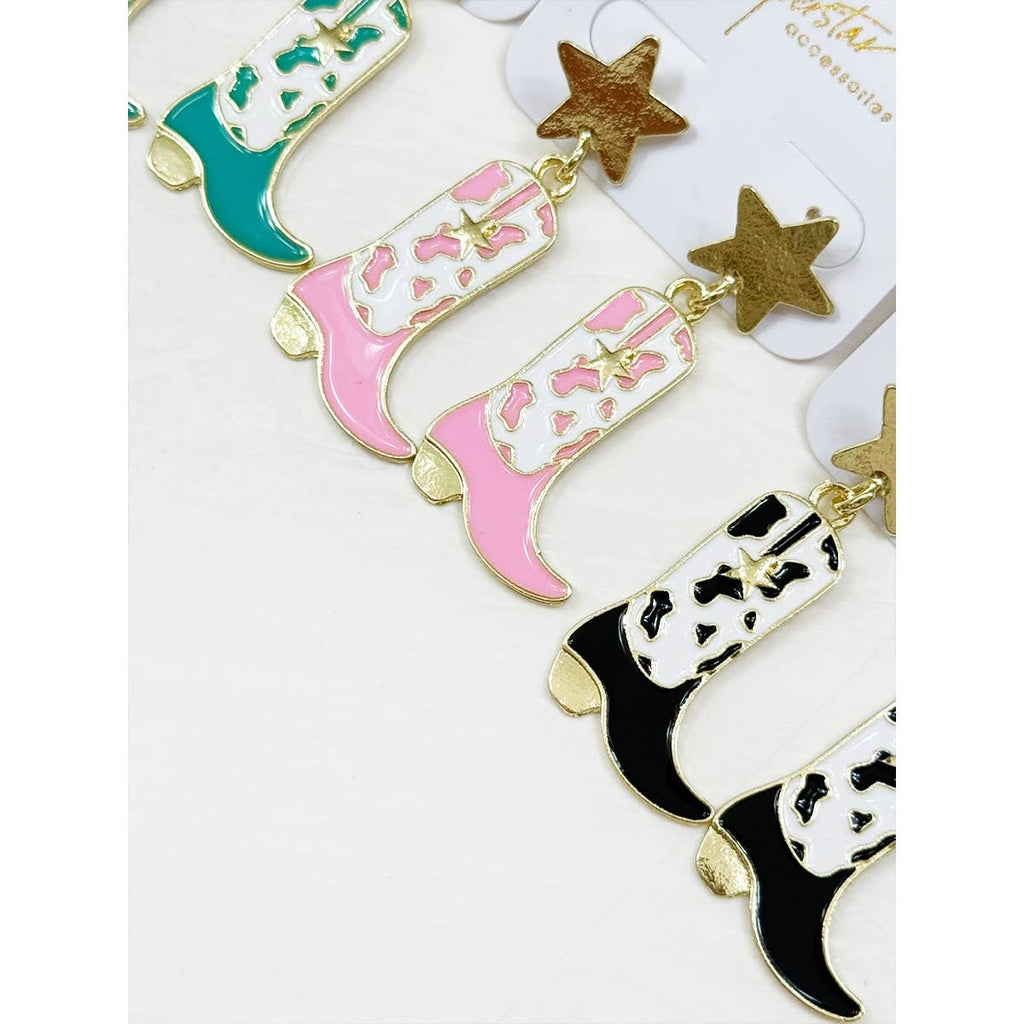 Western Boots and Star Earrings Set