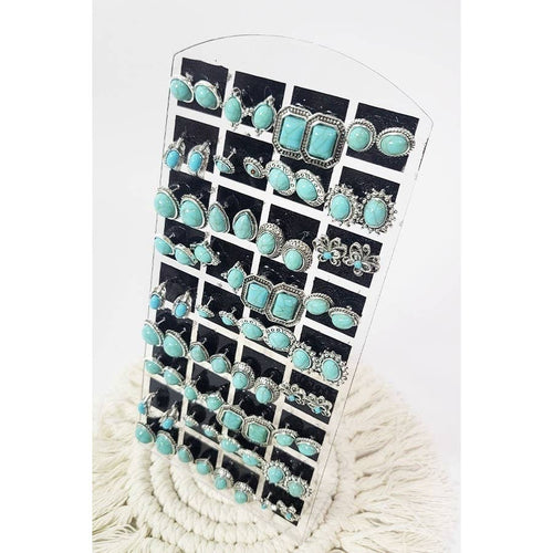 36 Pair Turquoise Stud Earrings with Display Case