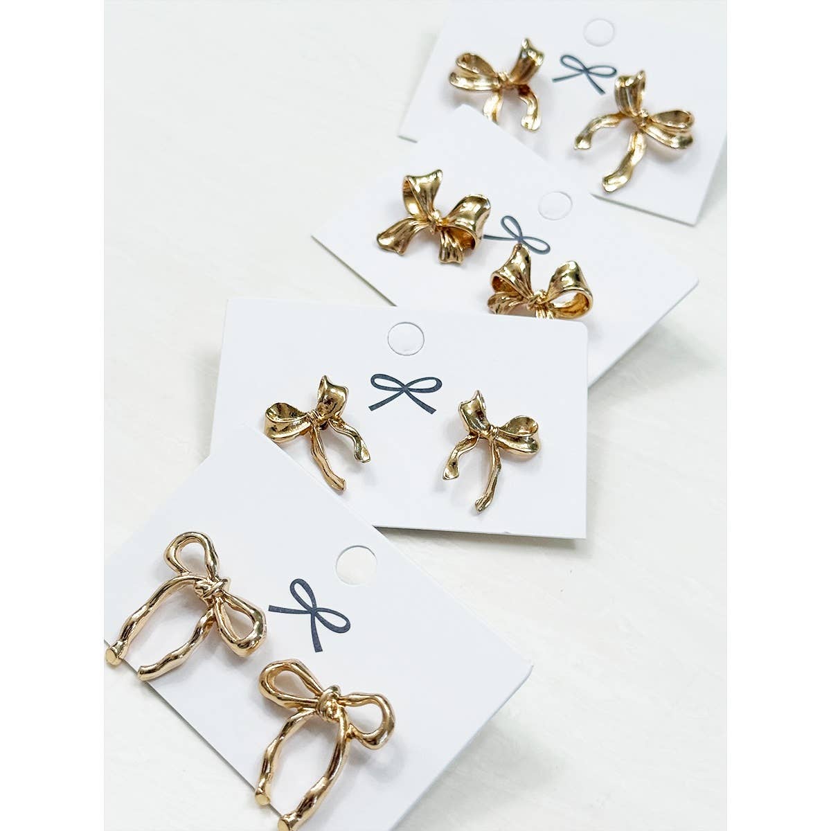 4-Kind Pretty Gold Bow Earrings