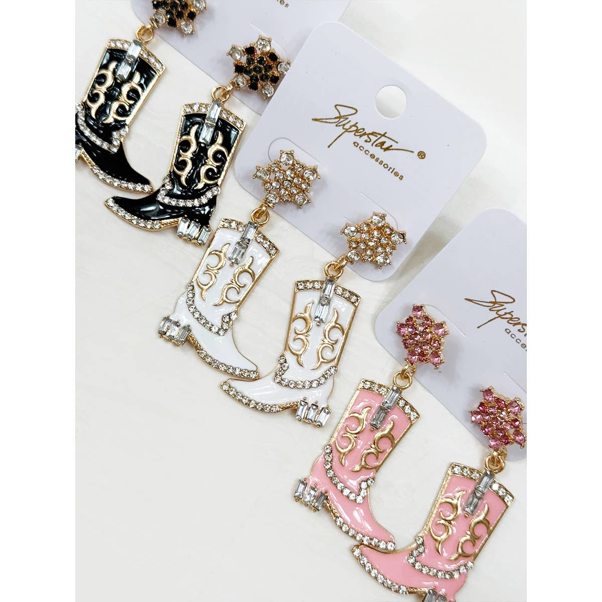 Western Cowgirl Boots Earrings Set