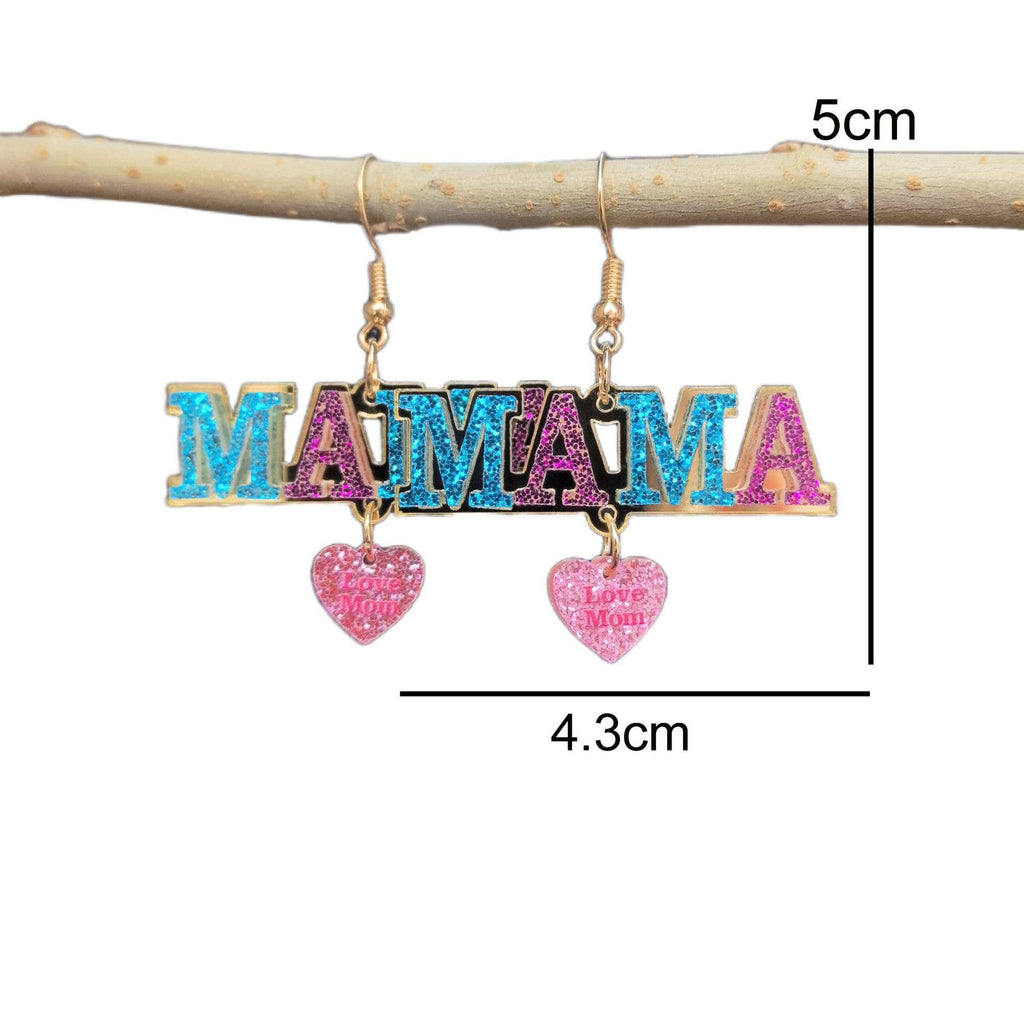 Mother's Day Acrylic MOM MAMA Letter Heart Earrings ZK2765
