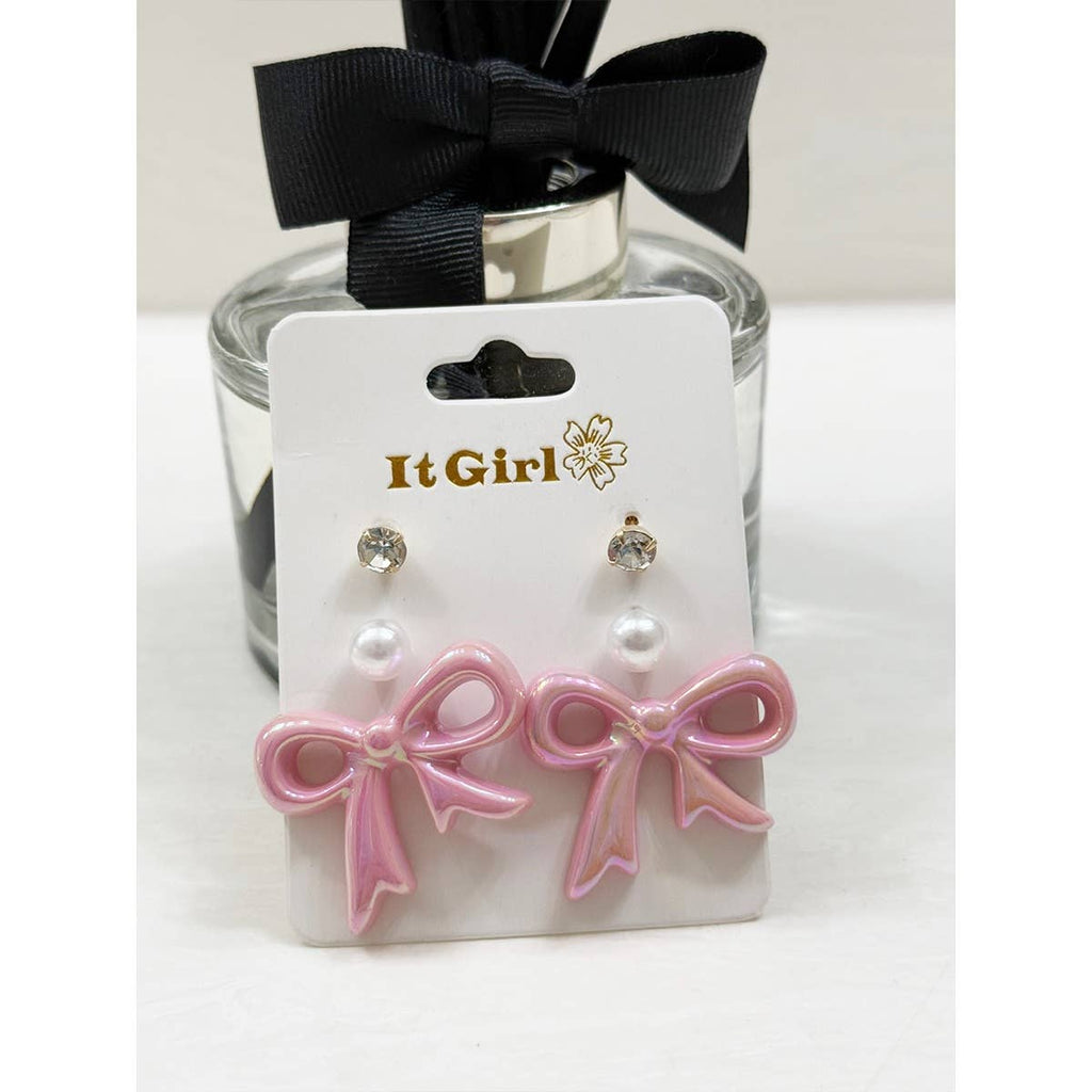 Fancy Glowy Bow Earring Set
