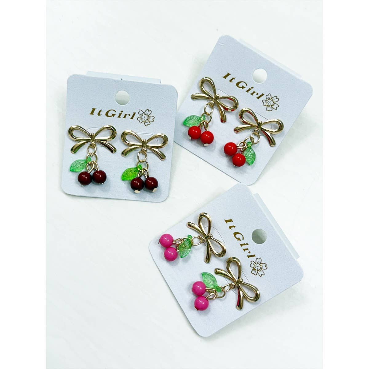 Delicious Cherry Pendant with Bow Earrings