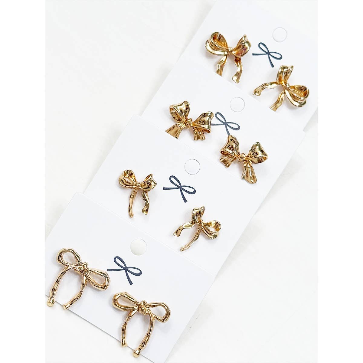 4-Kind Pretty Gold Bow Earrings