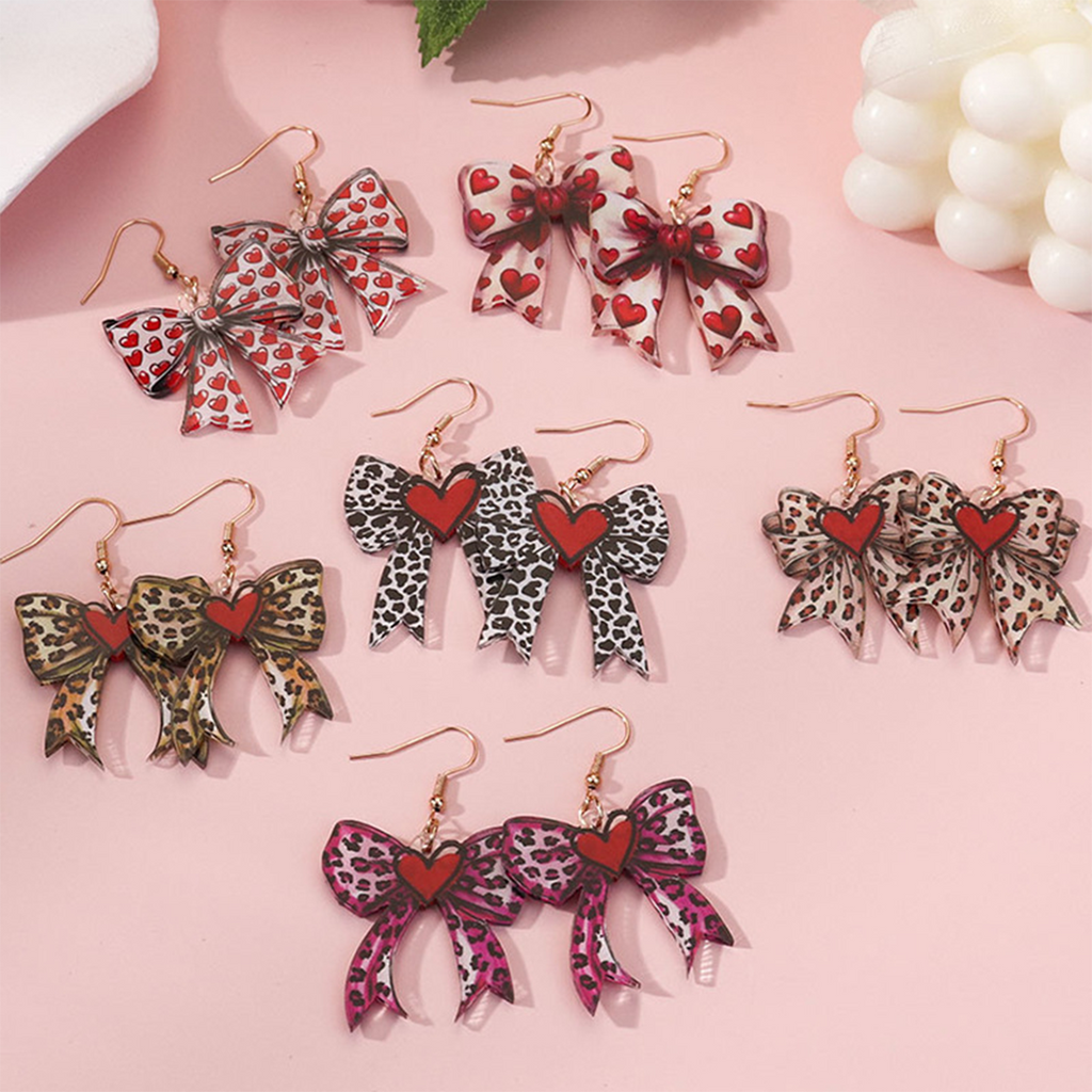 Heart Bow Sweet Acrylic Earrings ZK3963