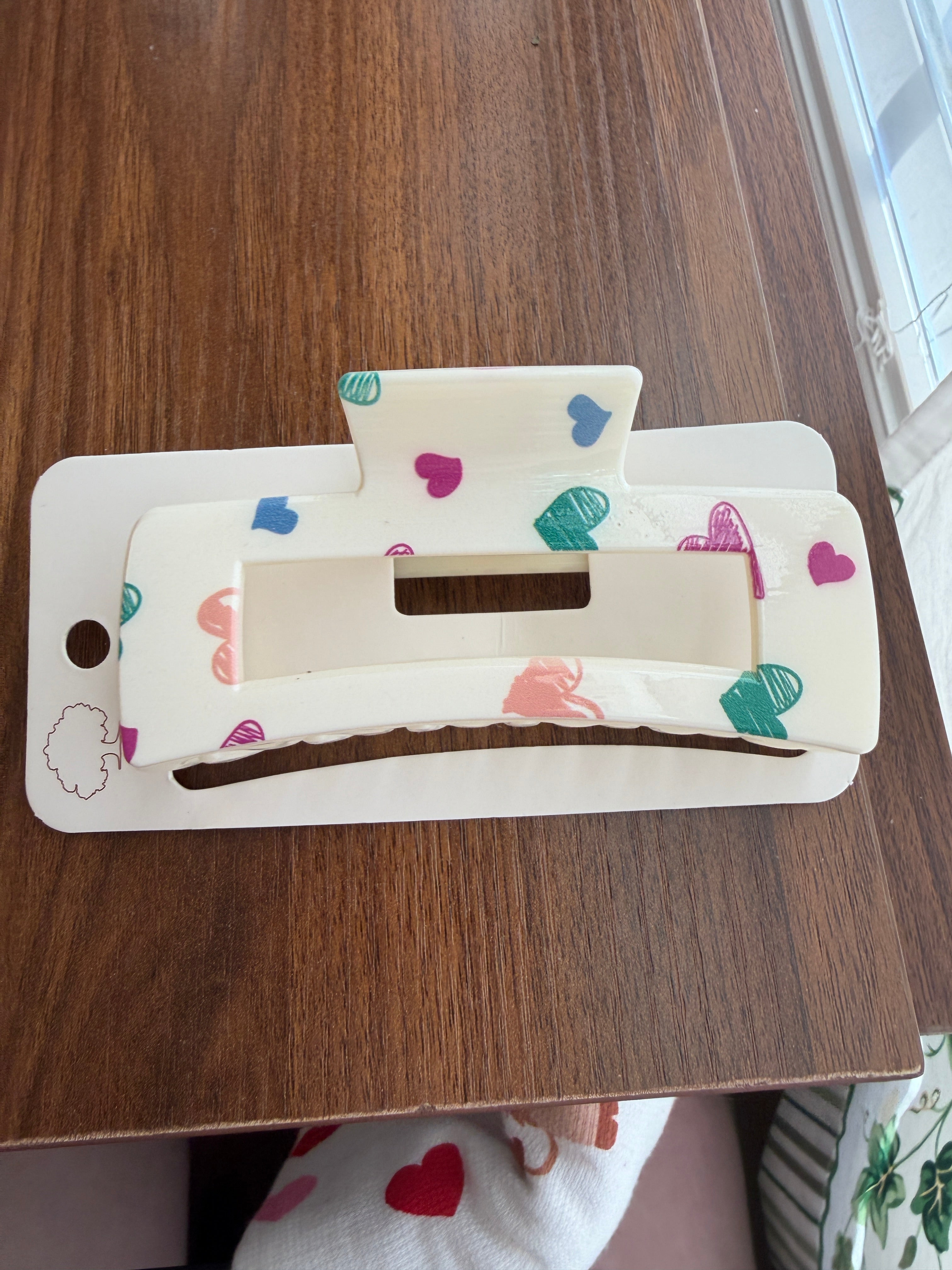 Heart Printed Hair Claw Clips