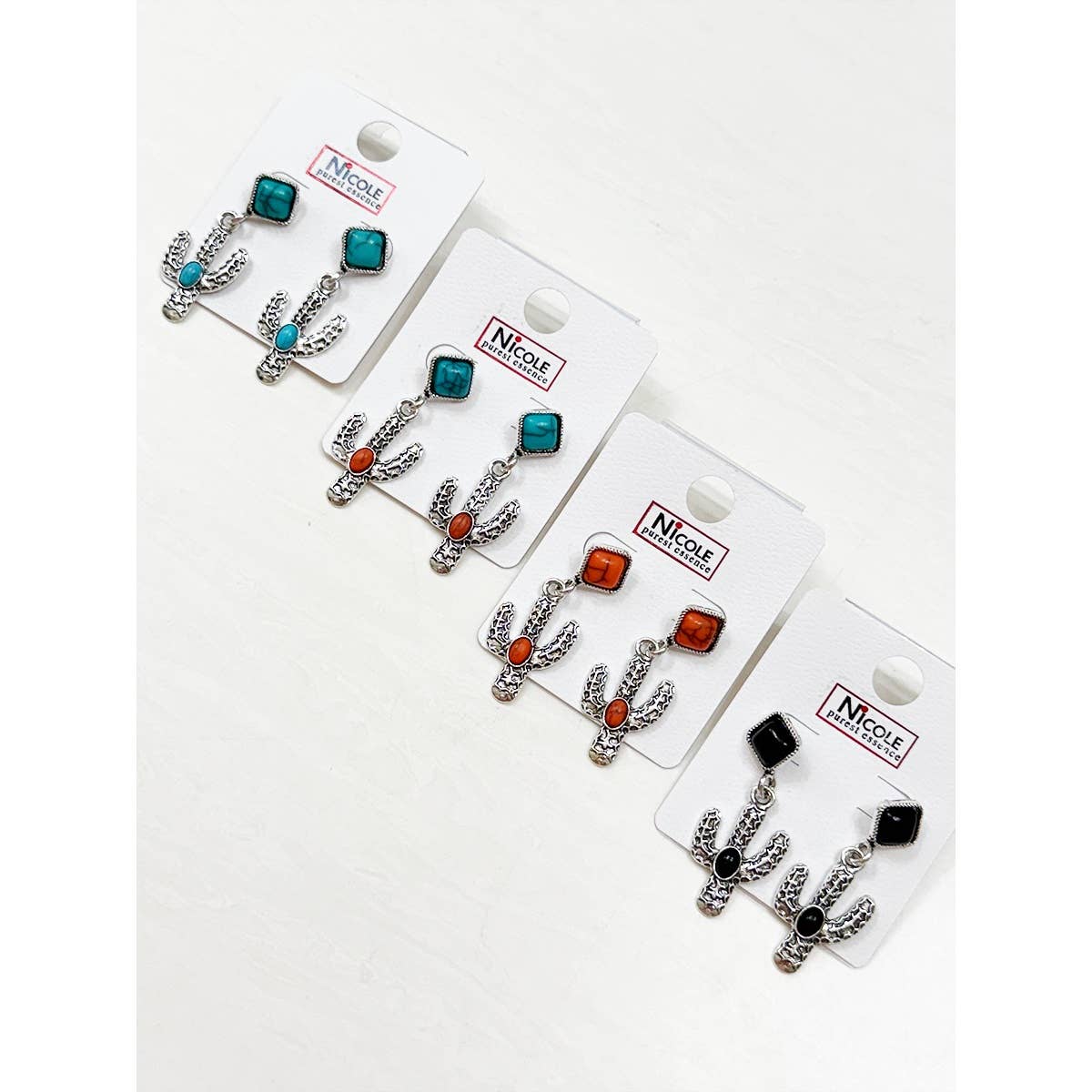 Western Style Cactus Earrings Set