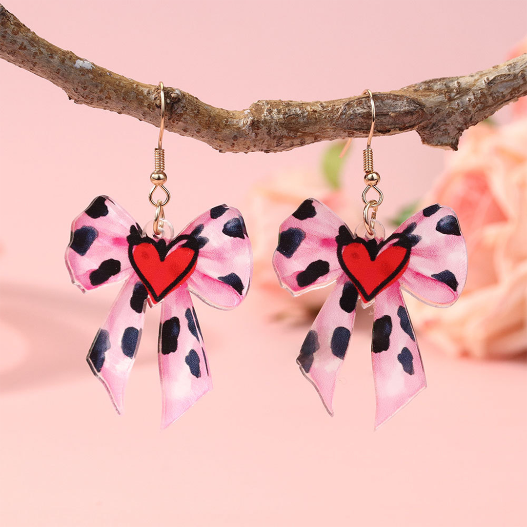Heart Bow Sweet Acrylic Earrings ZK3963