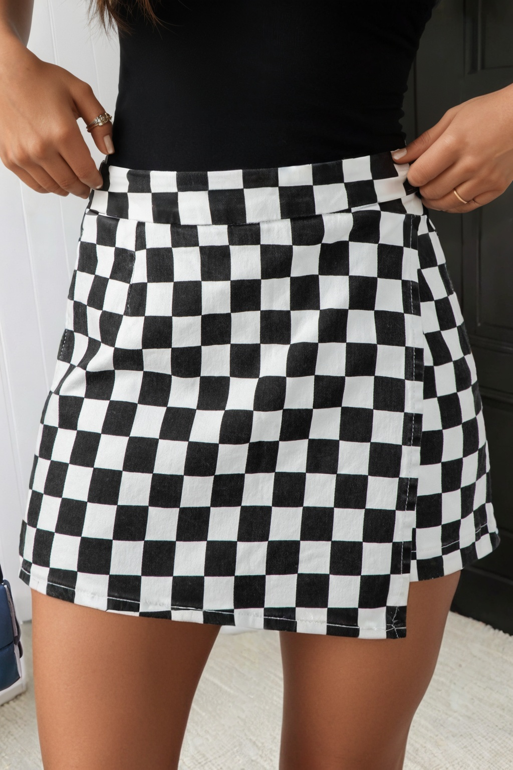 LAS Checkered Print Overlap Mini Skort (4-16)