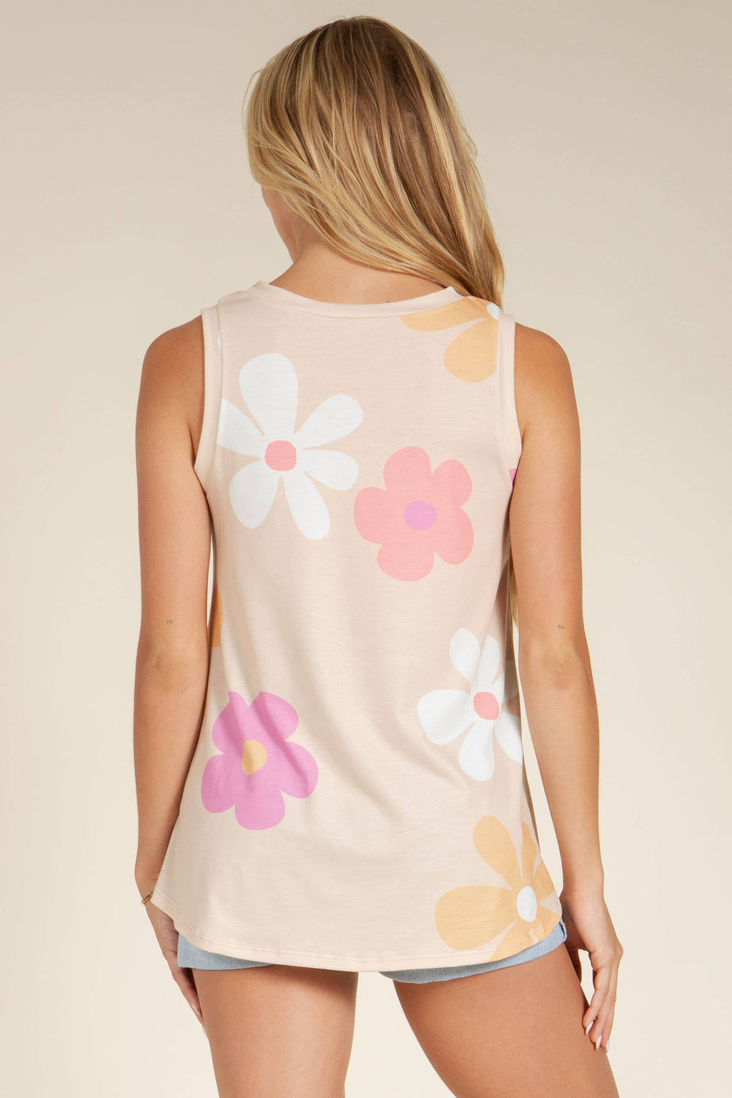 TA2246 Blossom Pop Retro Floral Sleeveless Top