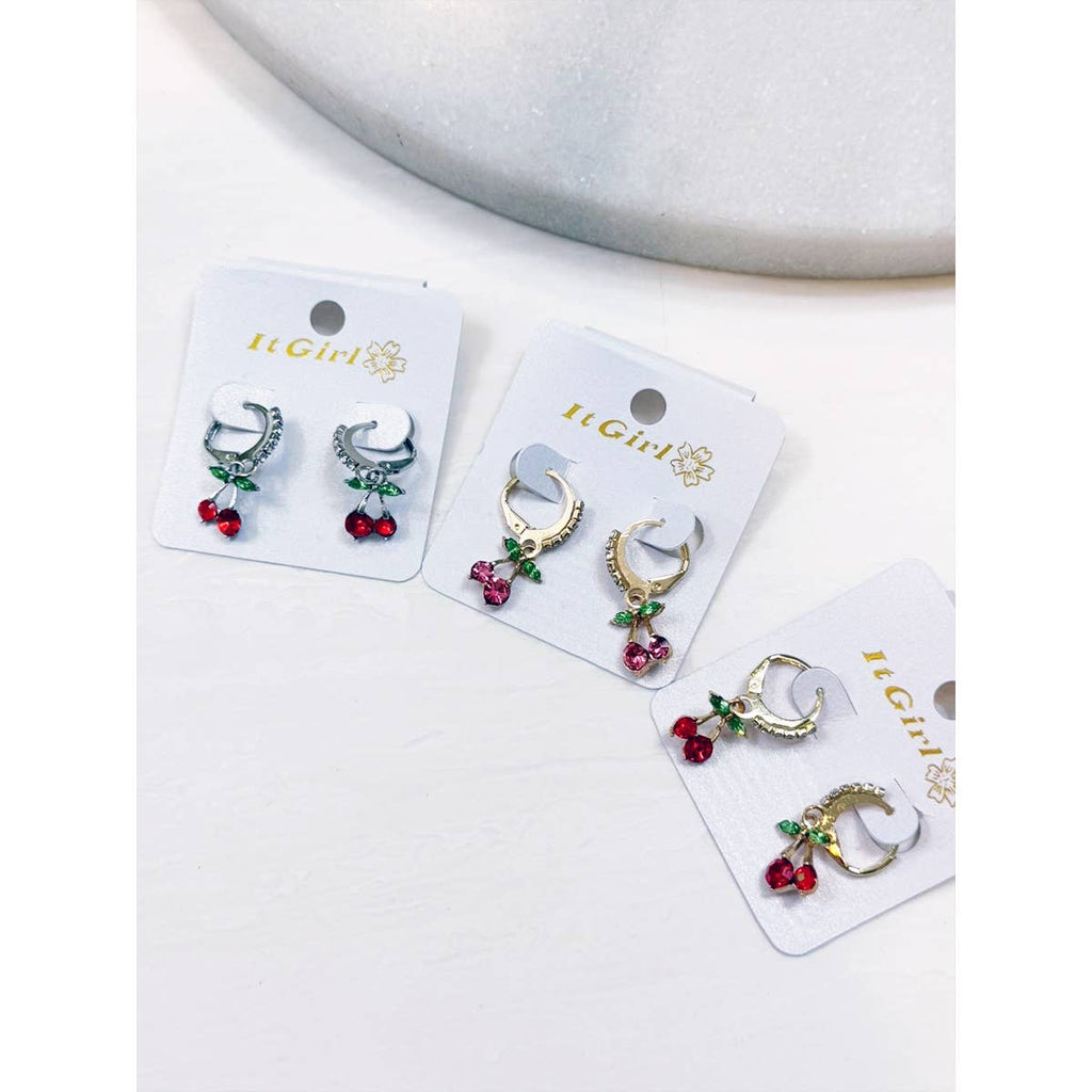Gemstone Drop Dangle Cherry Earrings