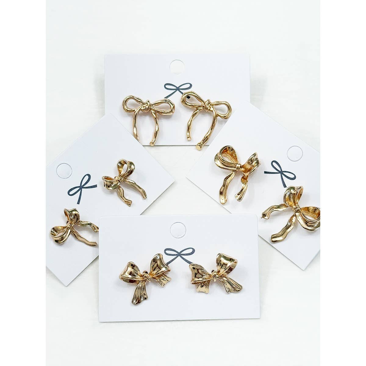 4-Kind Pretty Gold Bow Earrings