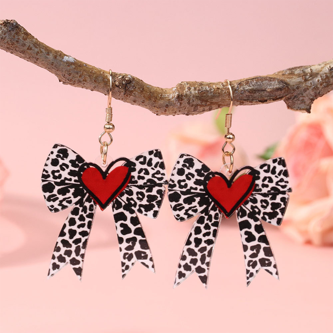 Heart Bow Sweet Acrylic Earrings ZK3963