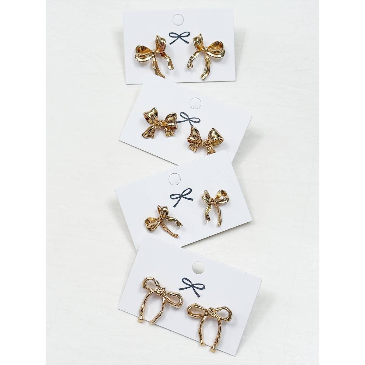 4-Kind Pretty Gold Bow Earrings