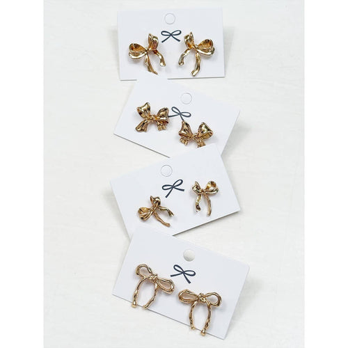 4-Kind Pretty Gold Bow Earrings