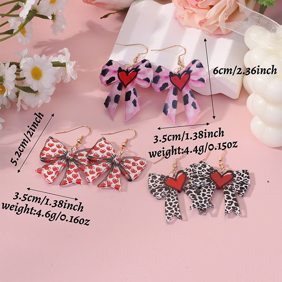 Heart Bow Sweet Acrylic Earrings ZK3963