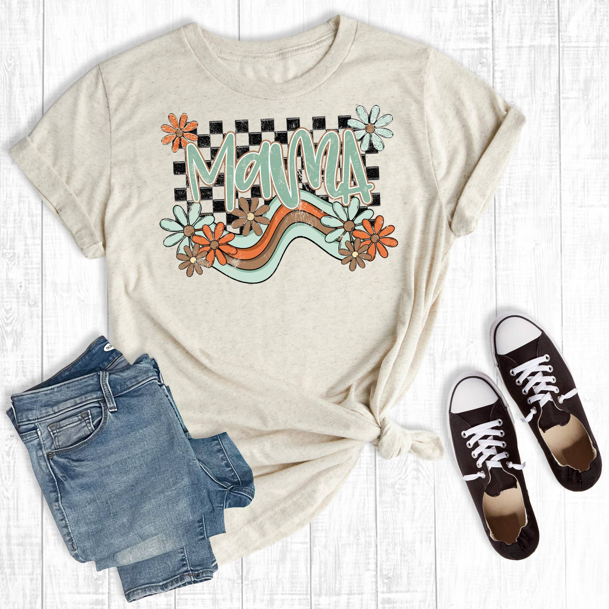 Retro Checkered Mama Graphic Tee