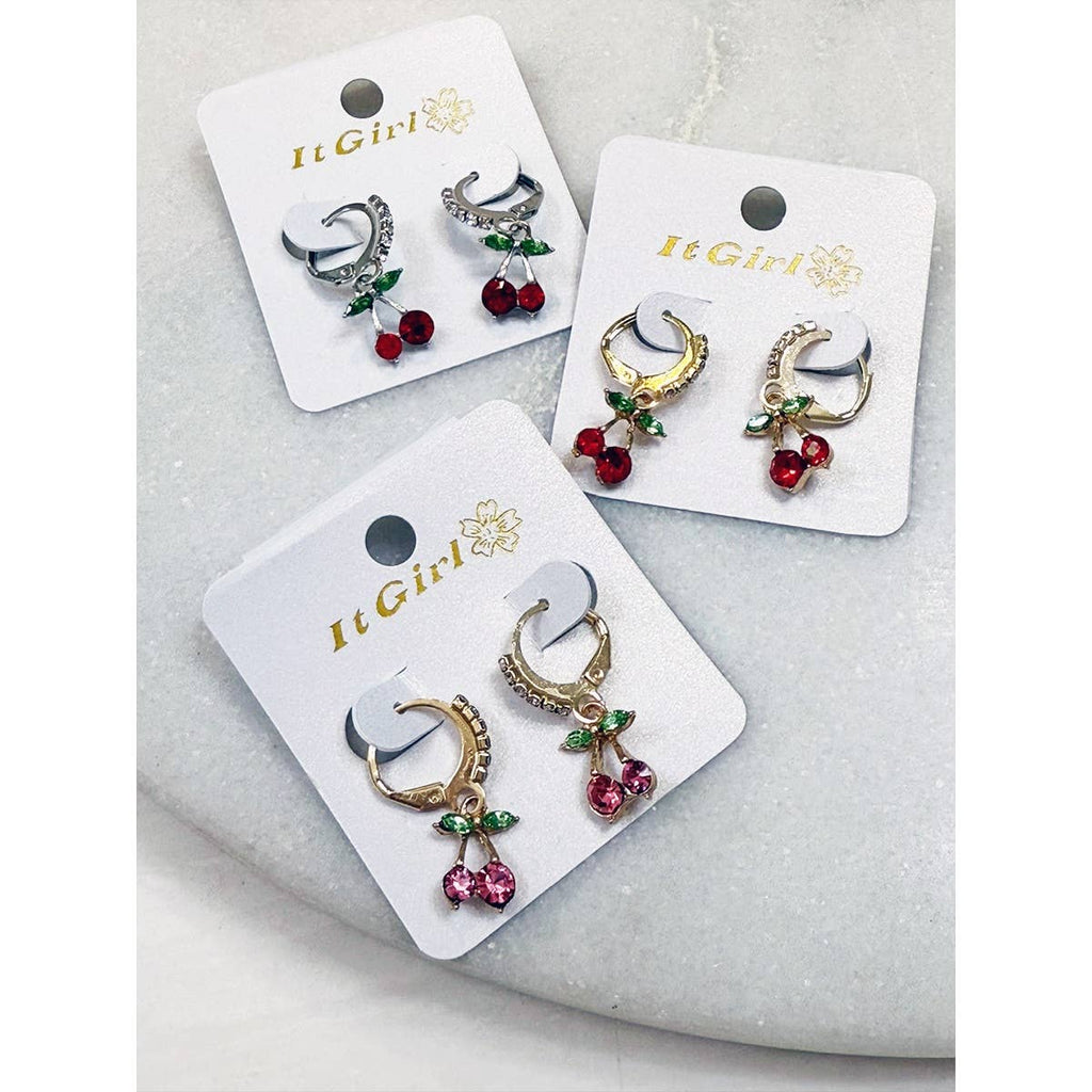 Gemstone Drop Dangle Cherry Earrings