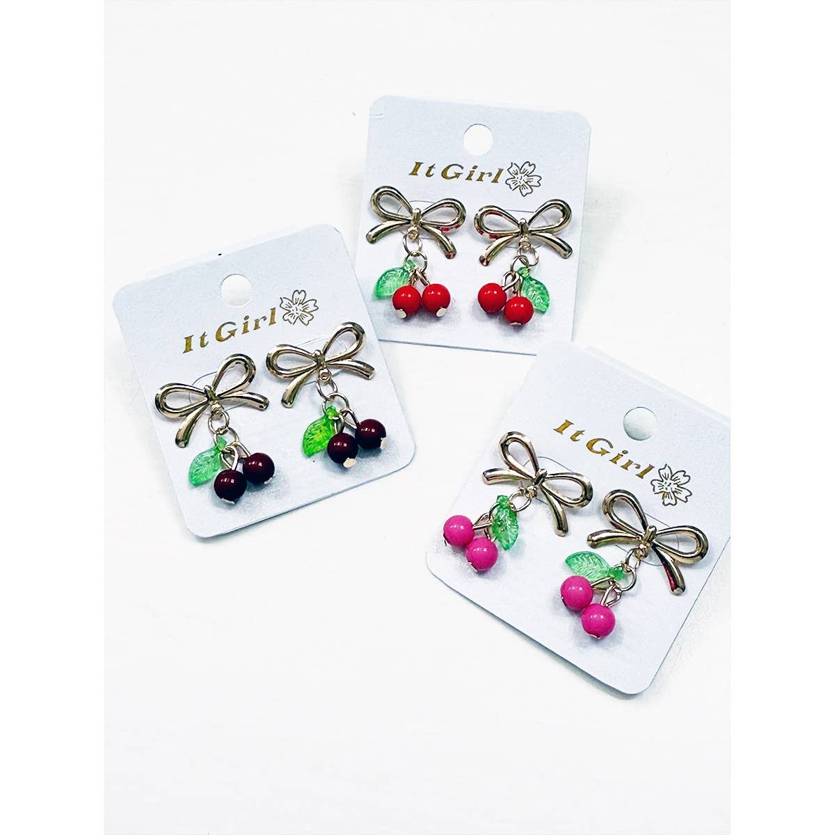 Delicious Cherry Pendant with Bow Earrings