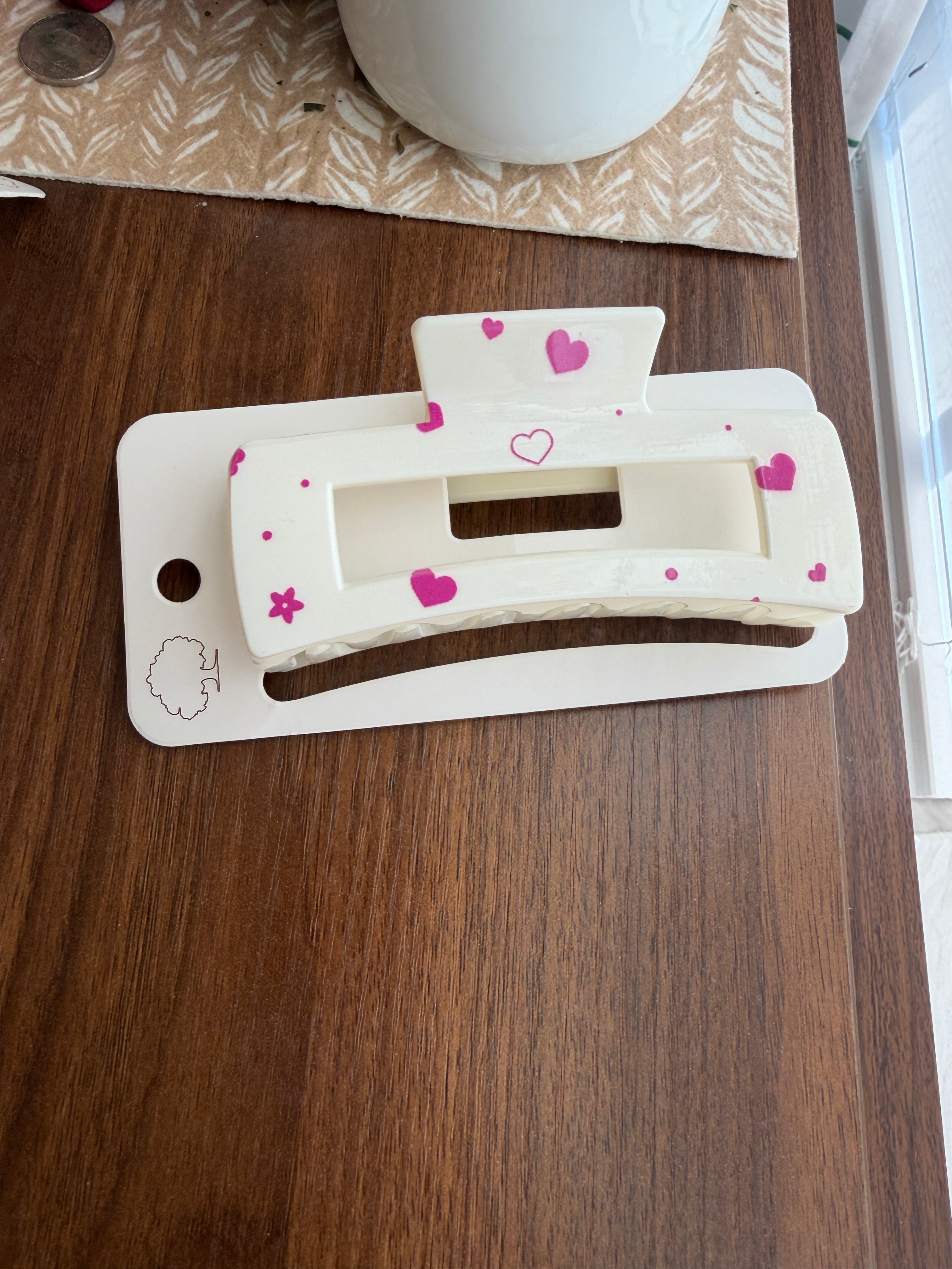 Heart Printed Hair Claw Clips