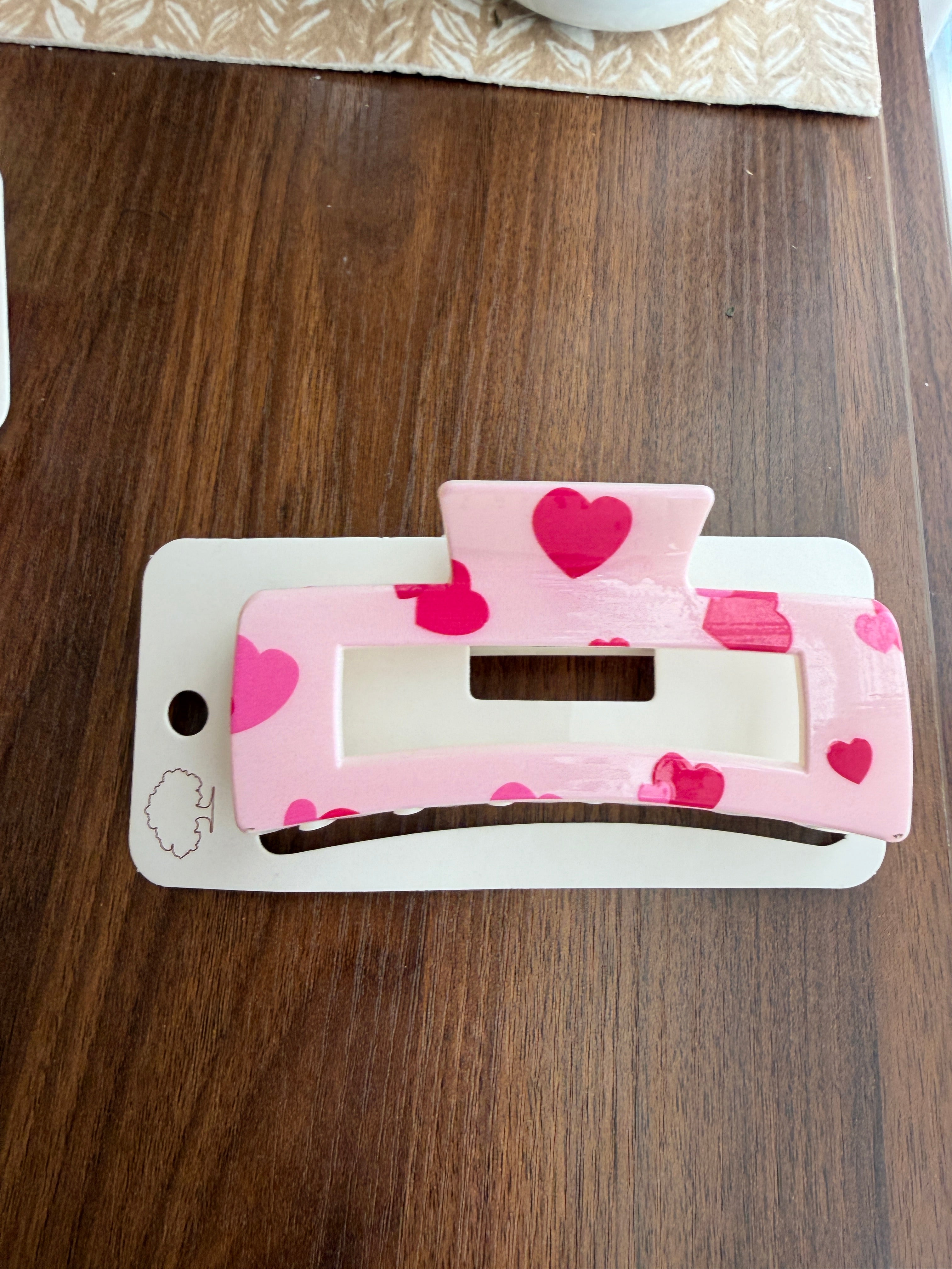 Heart Printed Hair Claw Clips