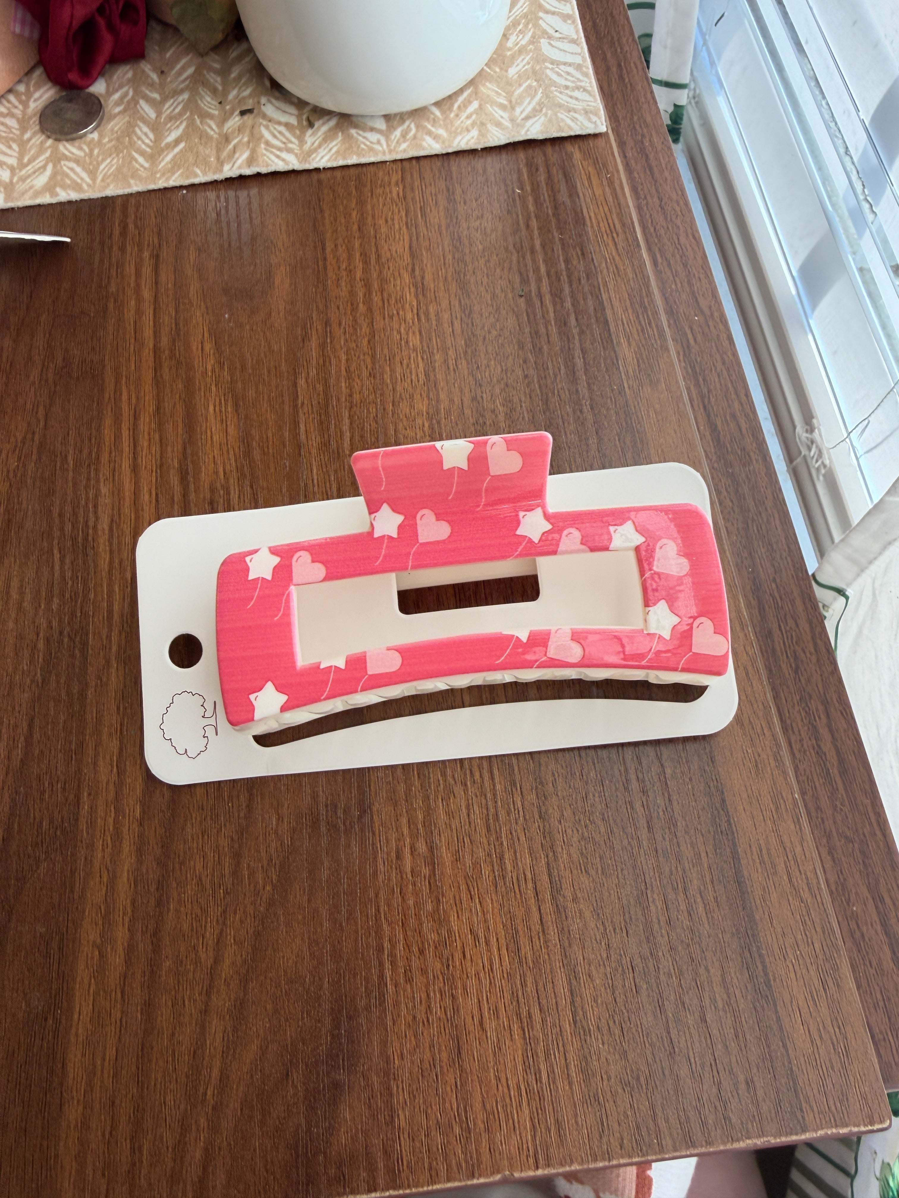 Heart Printed Hair Claw Clips