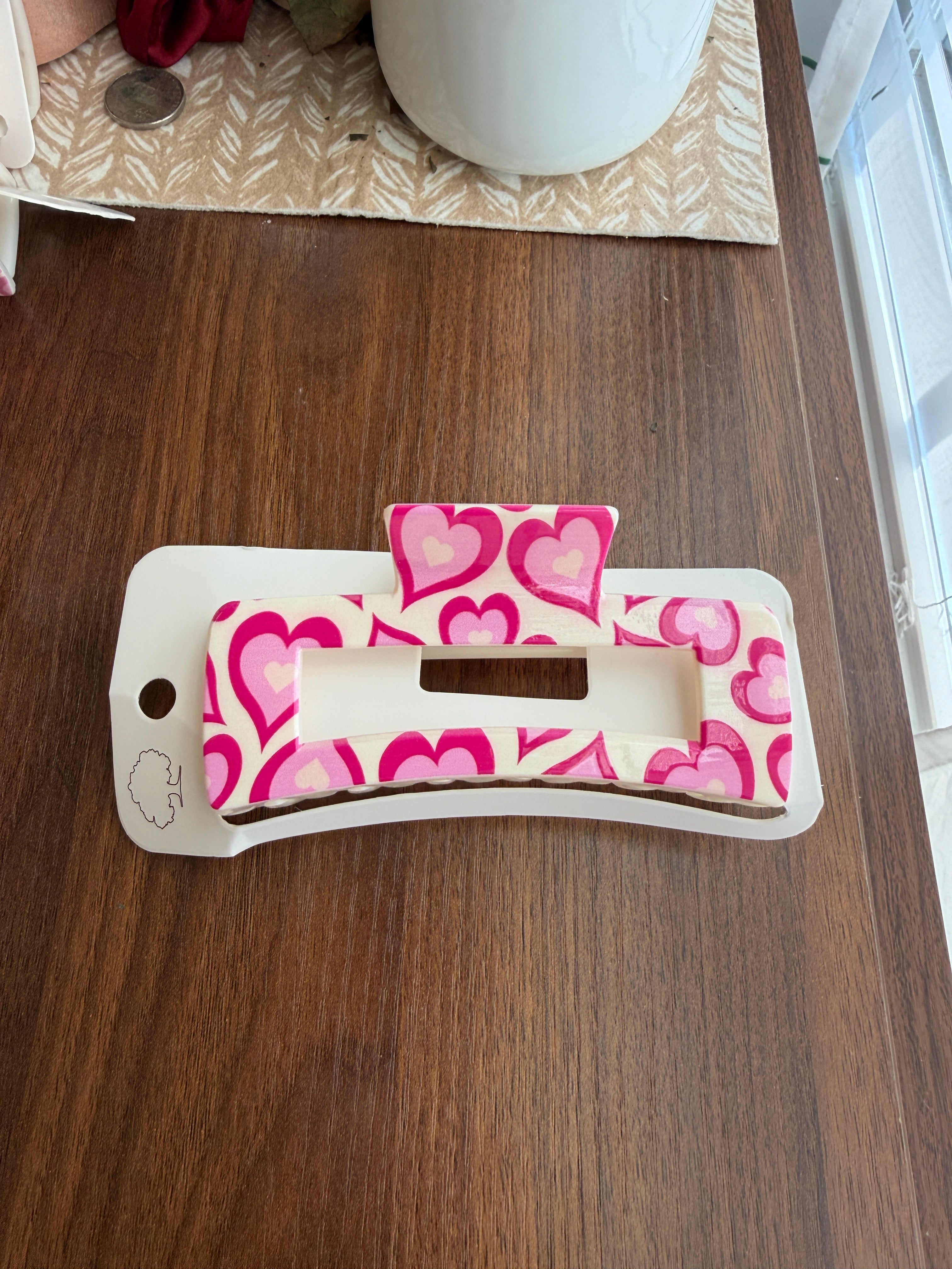 Heart Printed Hair Claw Clips