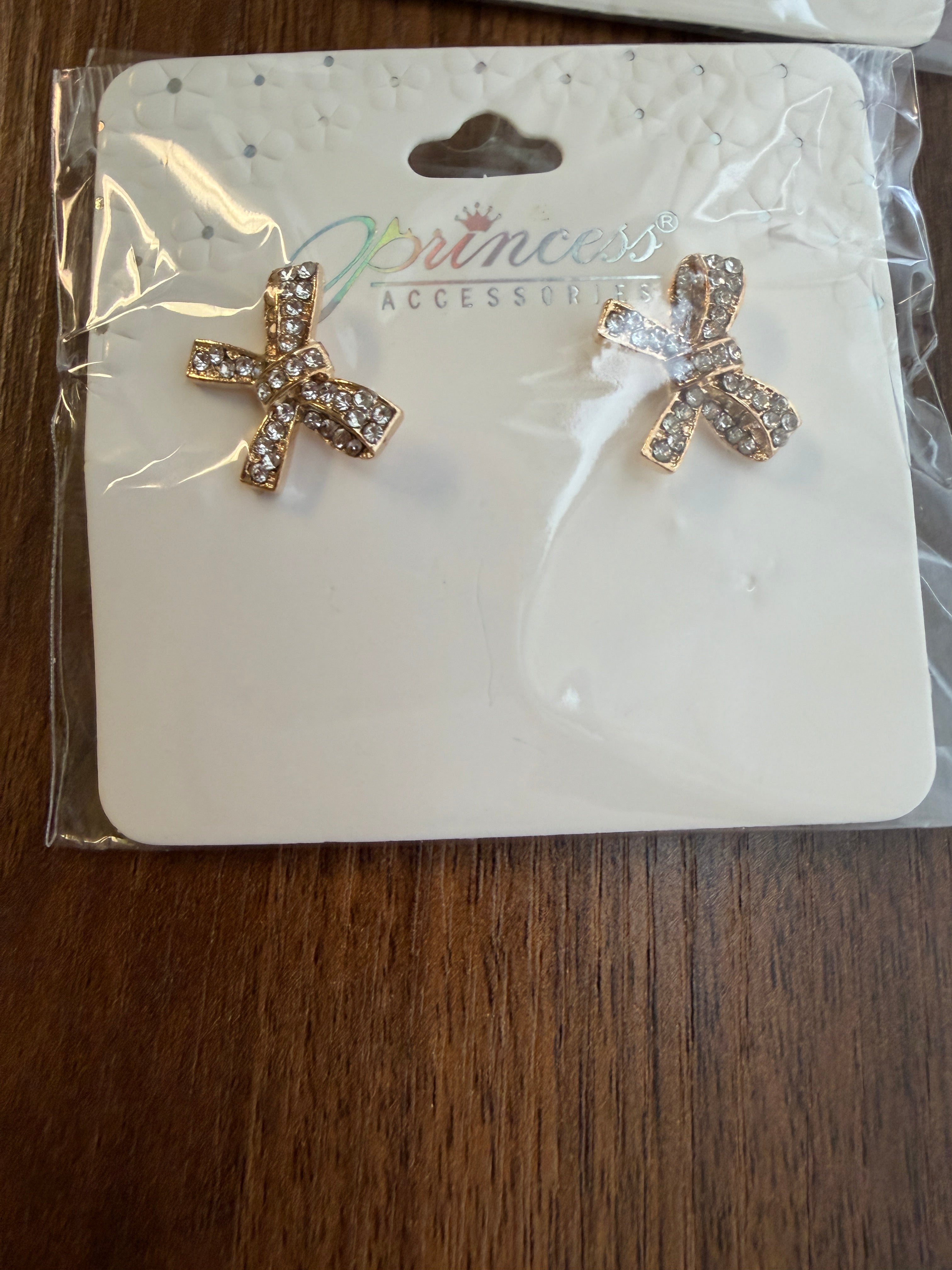 Mix of Colored Rhinestone Bow Earring