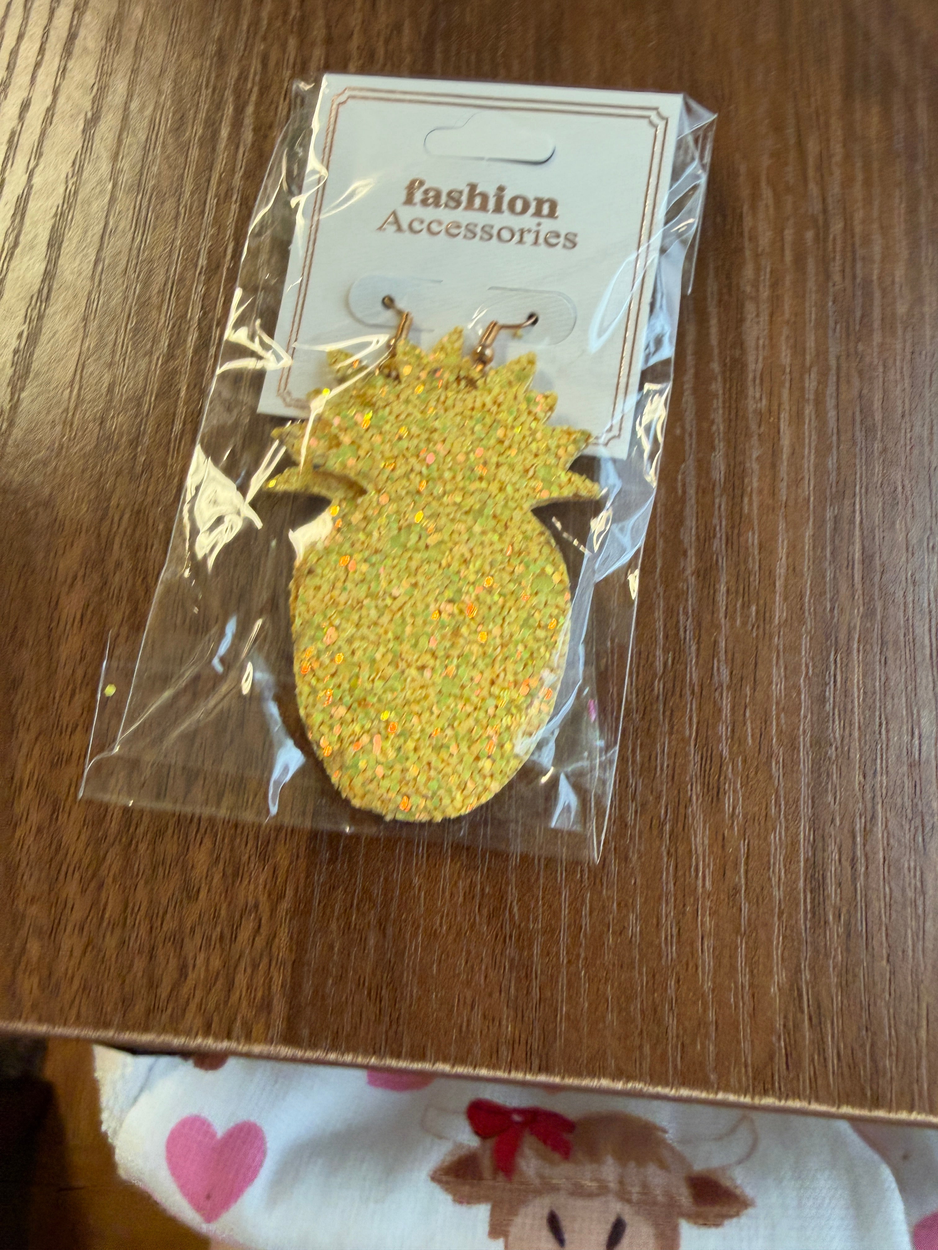 Glitter Pineapple and Cactus Dangle Earrings