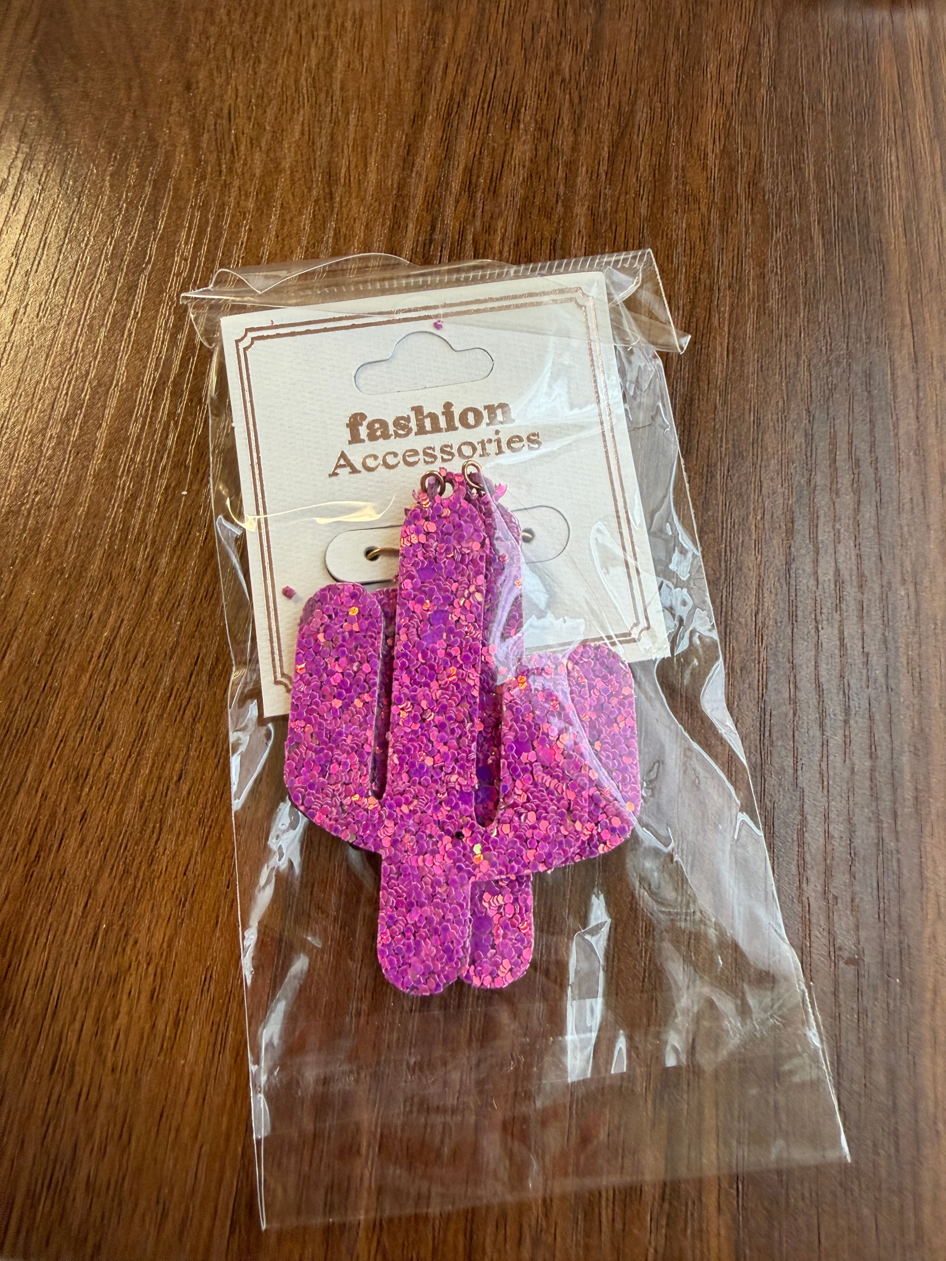 Glitter Pineapple and Cactus Dangle Earrings