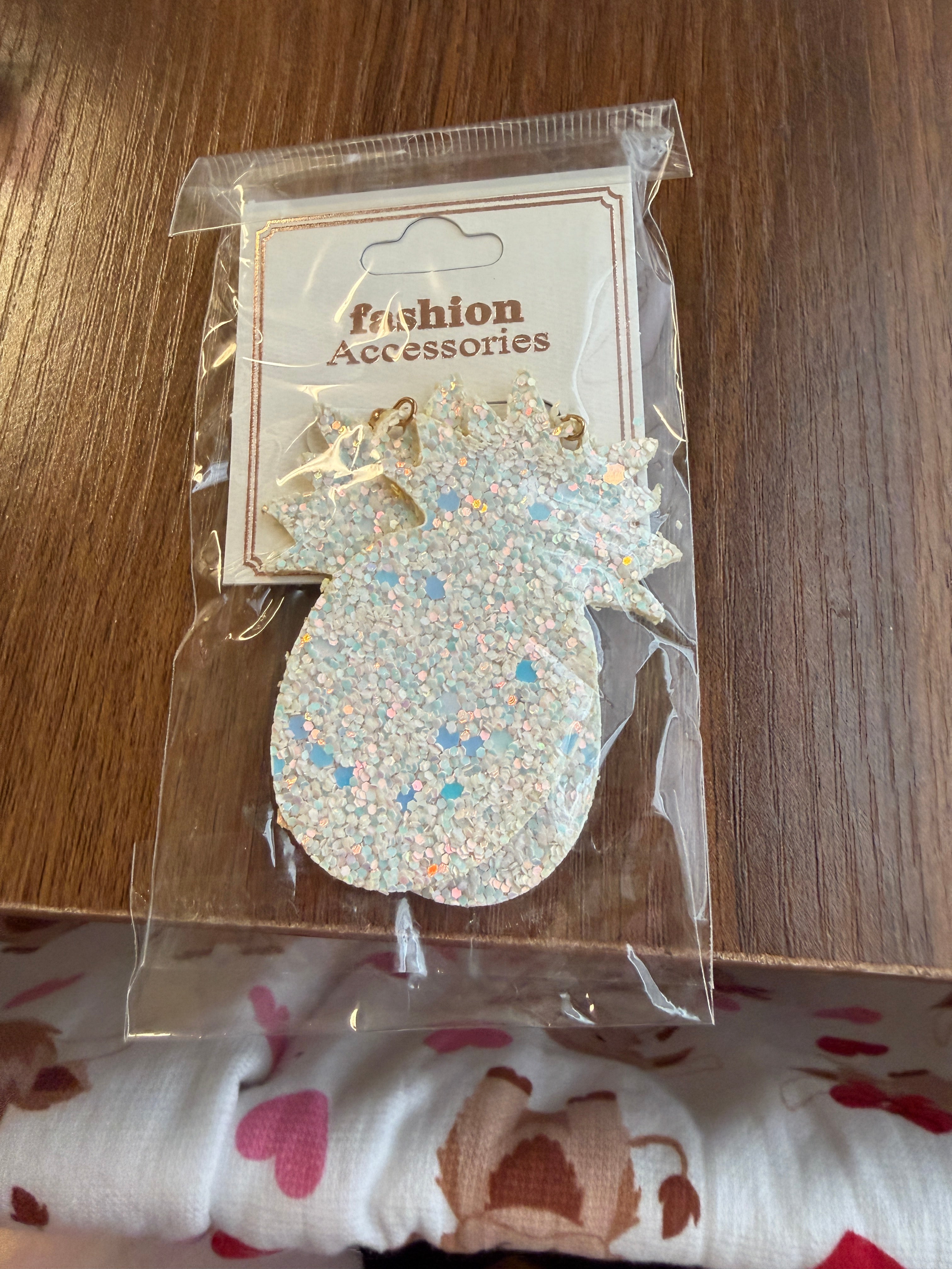 Glitter Pineapple and Cactus Dangle Earrings