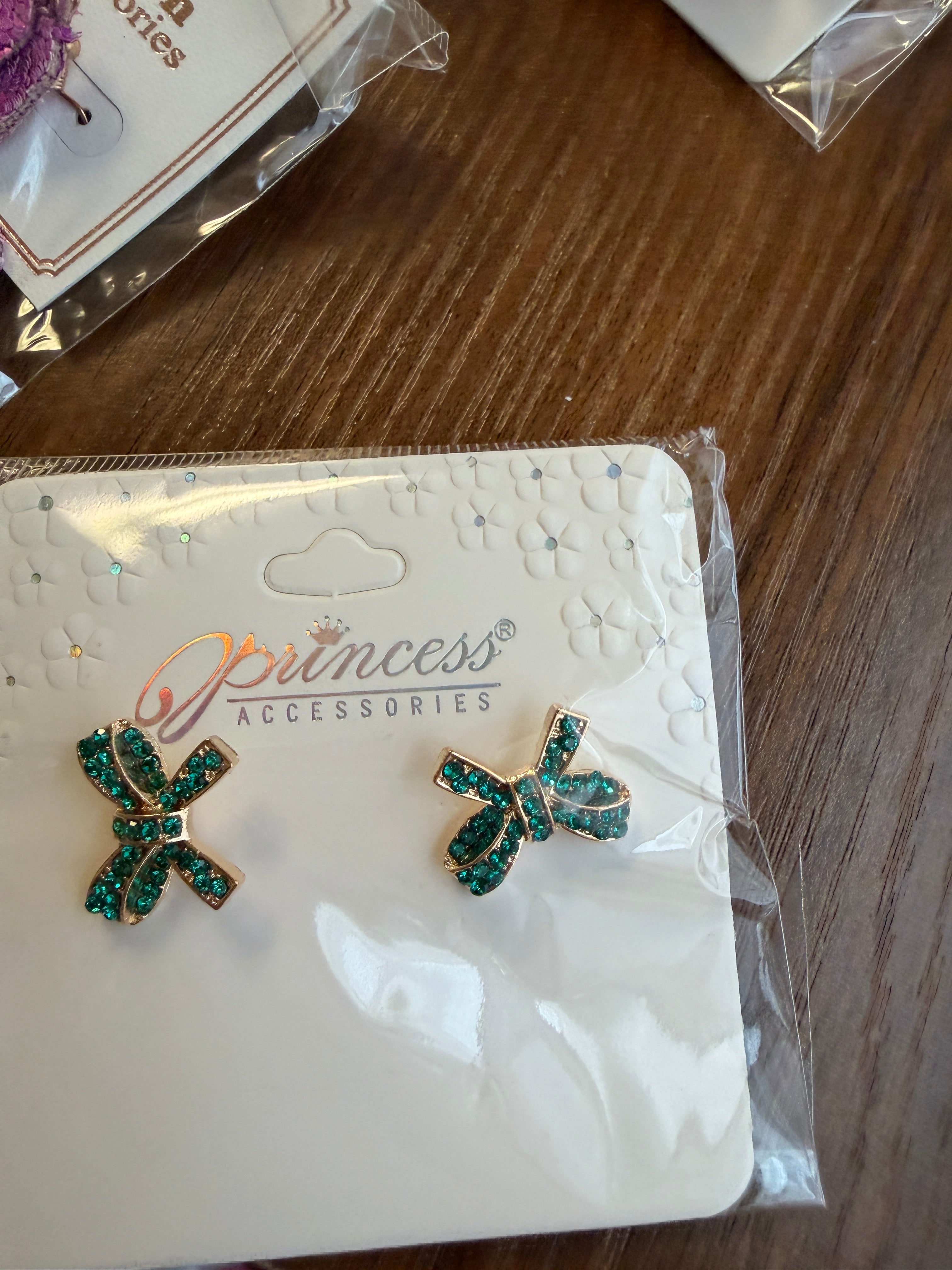 Mix of Colored Rhinestone Bow Earring