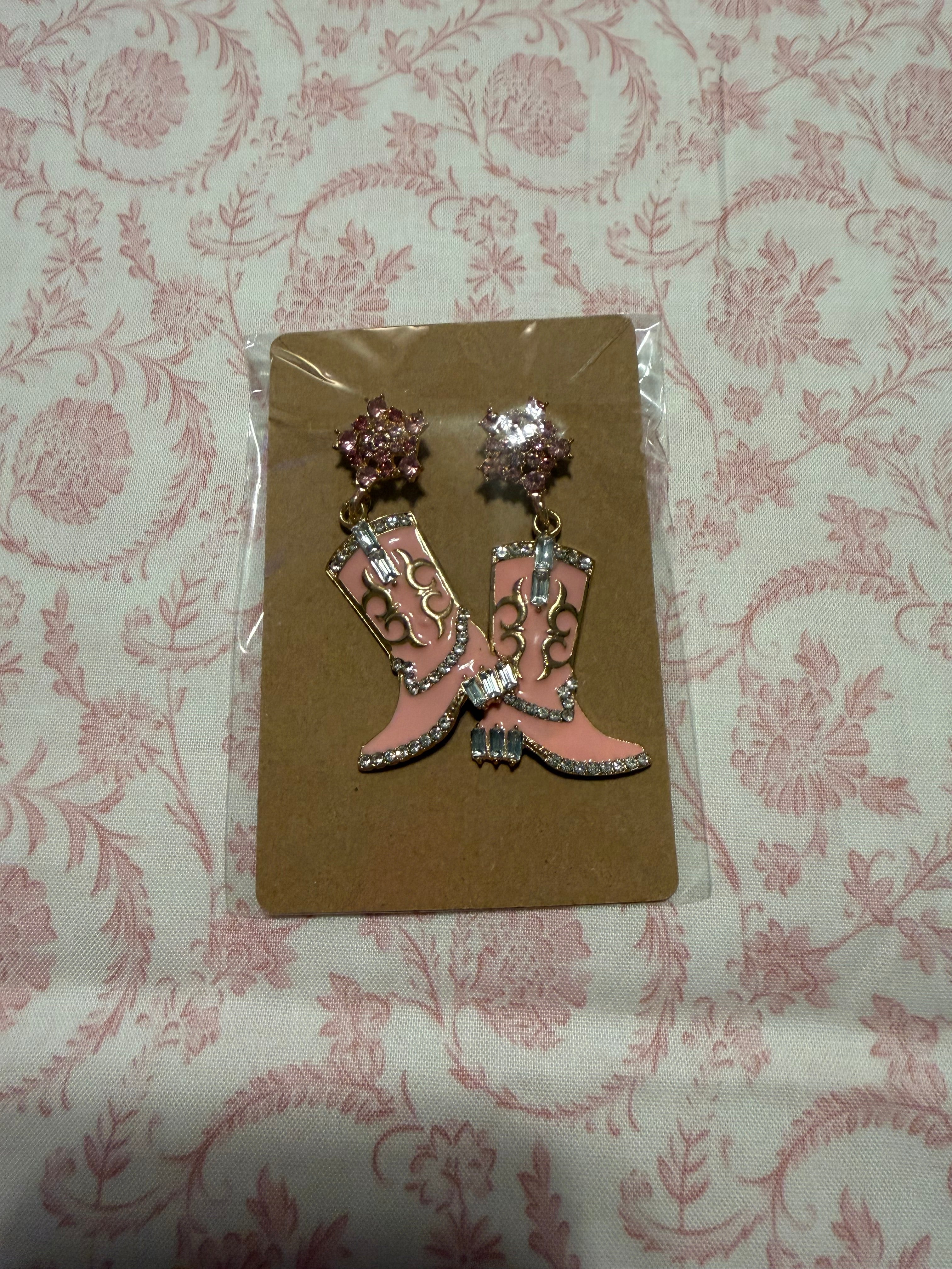 Western Cowgirl Boots Earrings Set