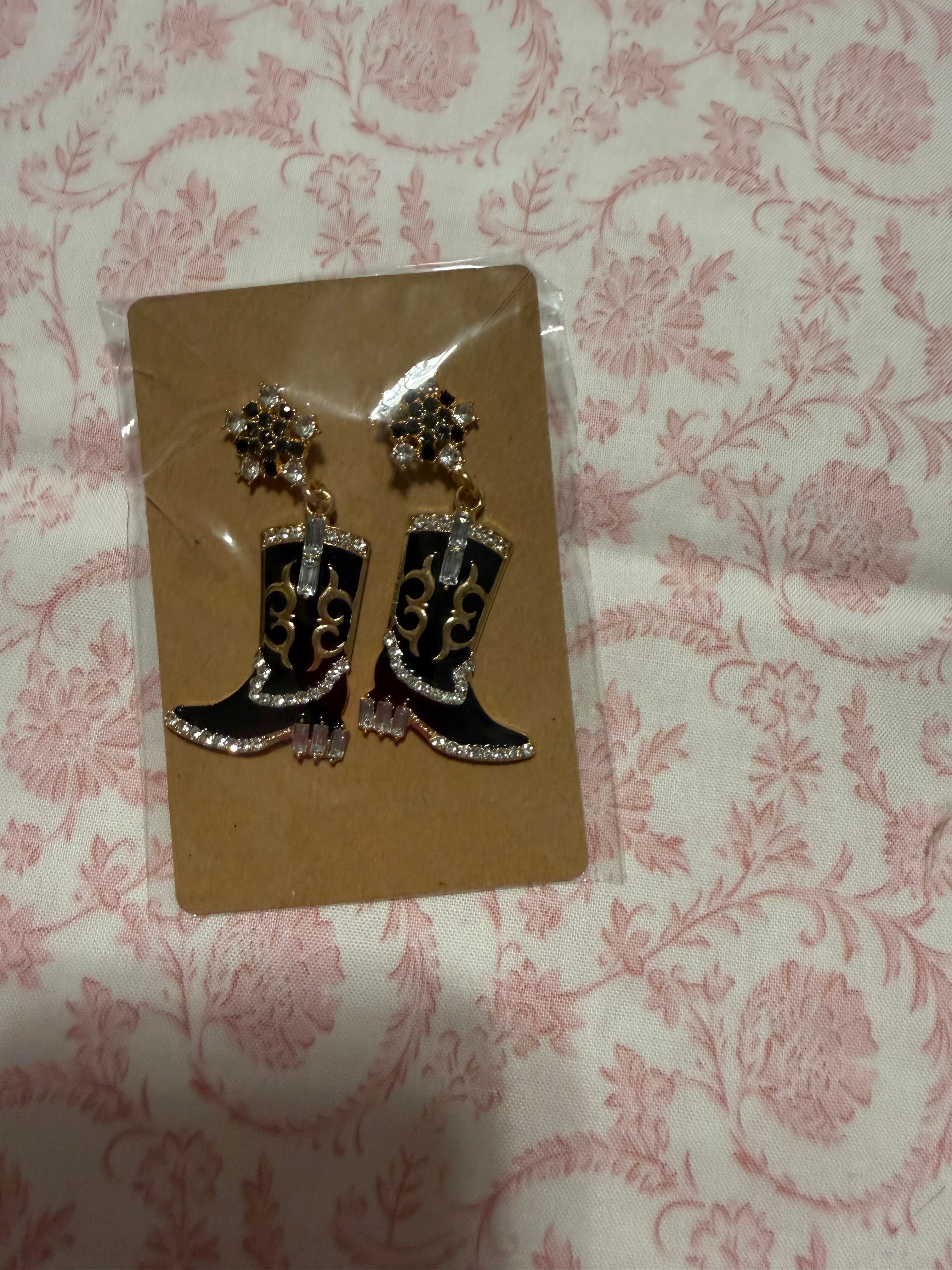 Western Cowgirl Boots Earrings Set