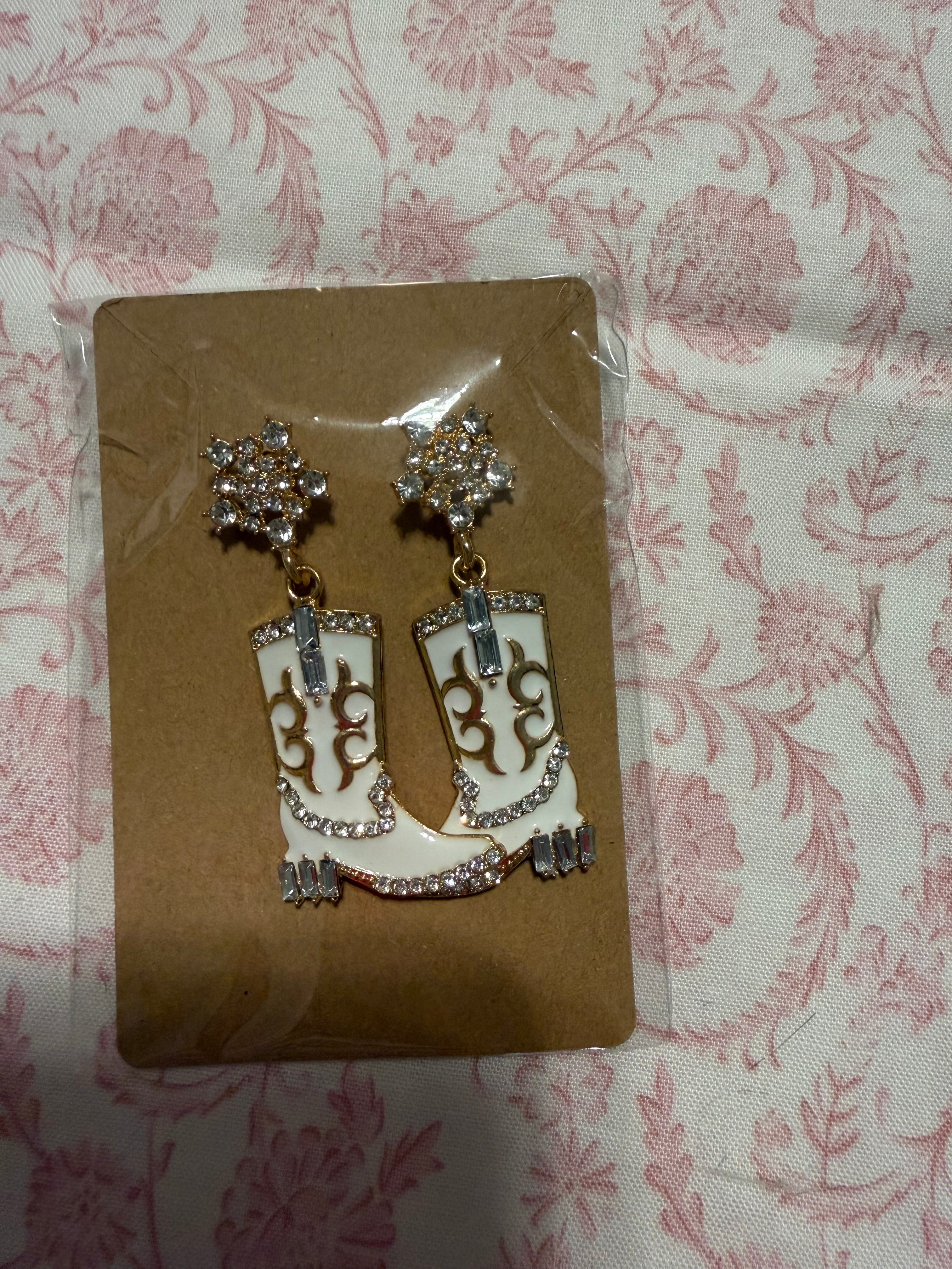 Western Cowgirl Boots Earrings Set