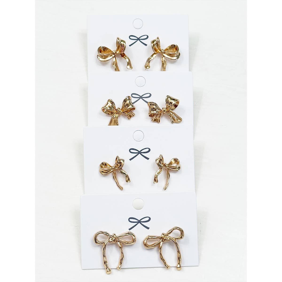 4-Kind Pretty Gold Bow Earrings