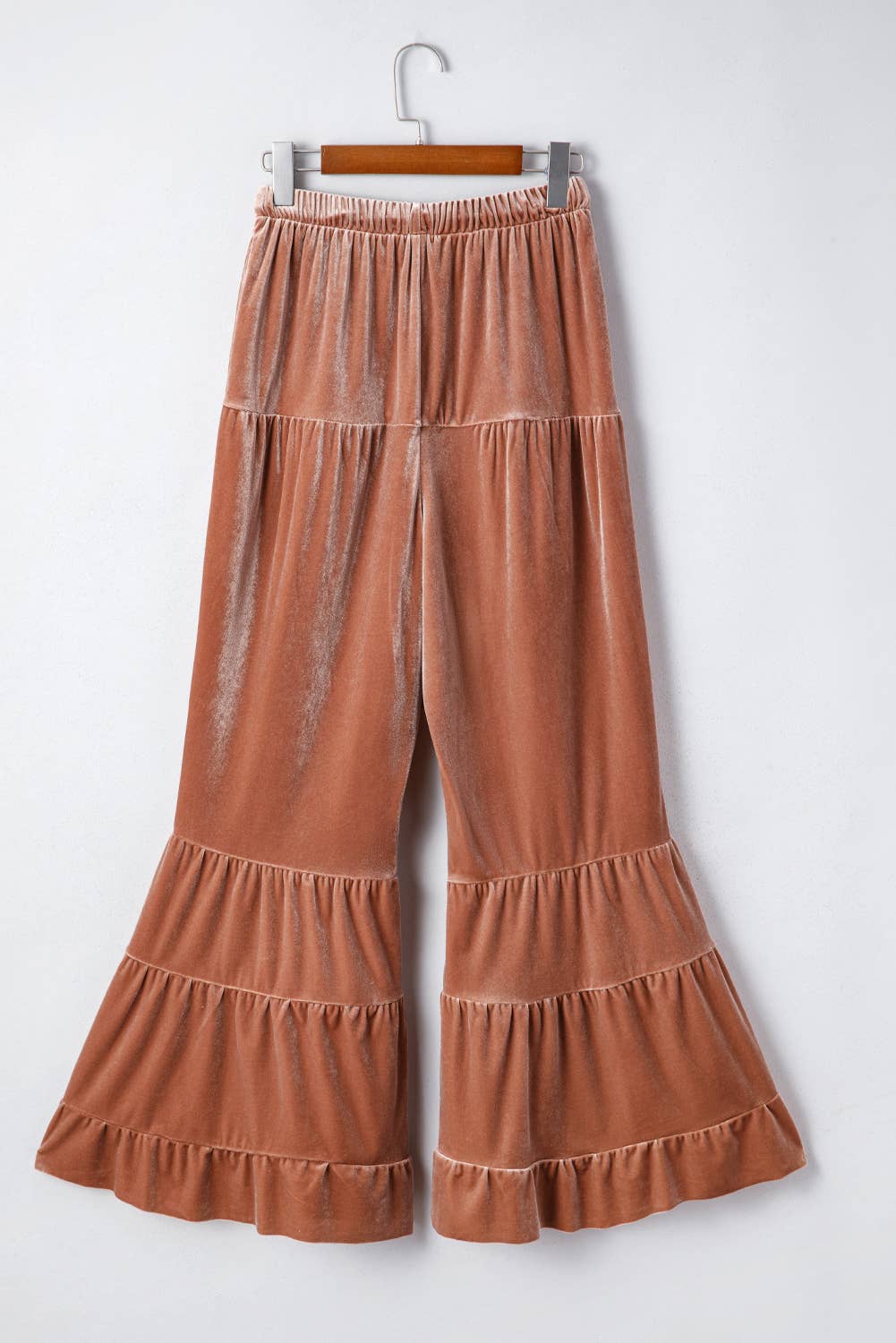 LAS Mineral Wash Lace-up Tiered Bell Bottom Pants (S-XL)