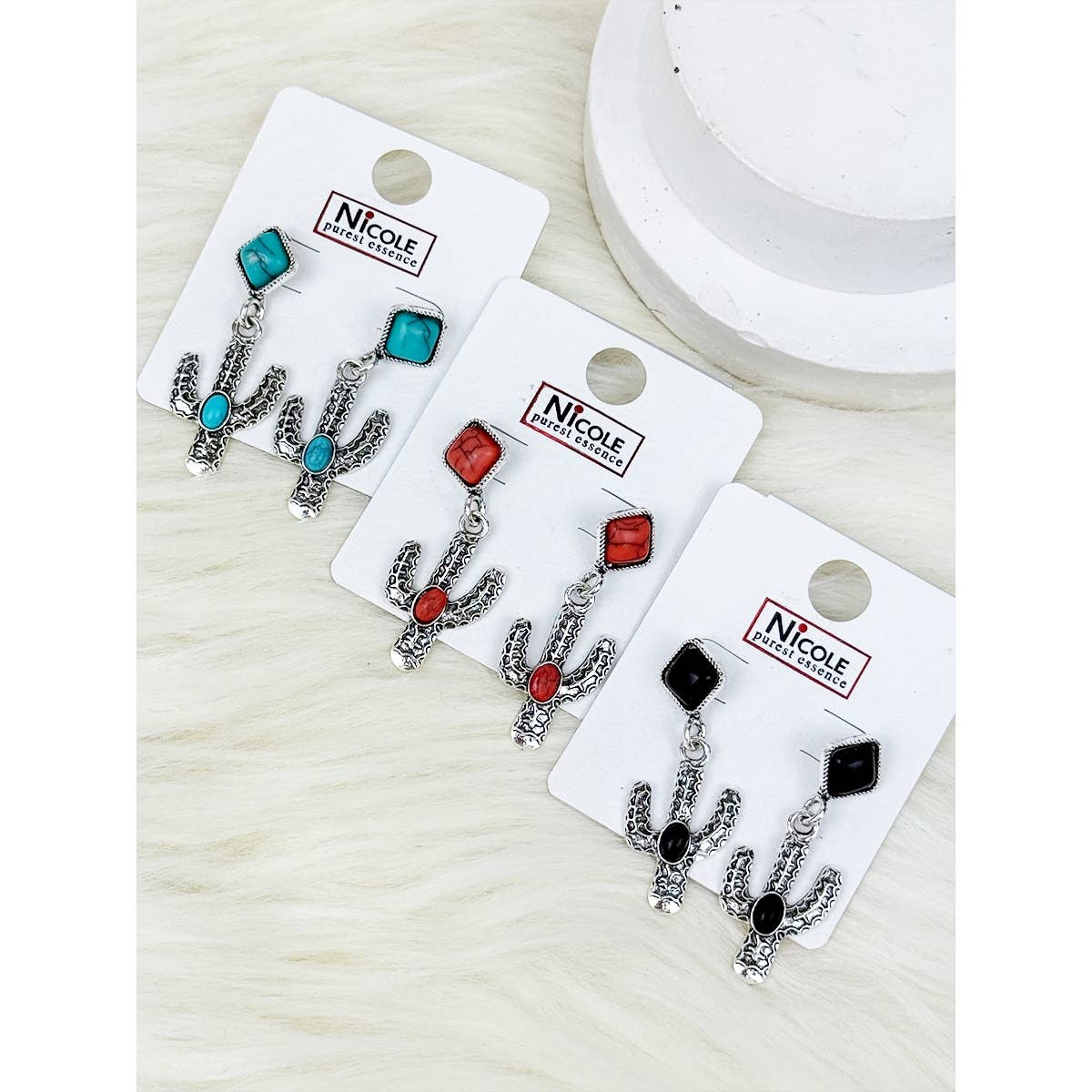 Western Style Cactus Earrings Set