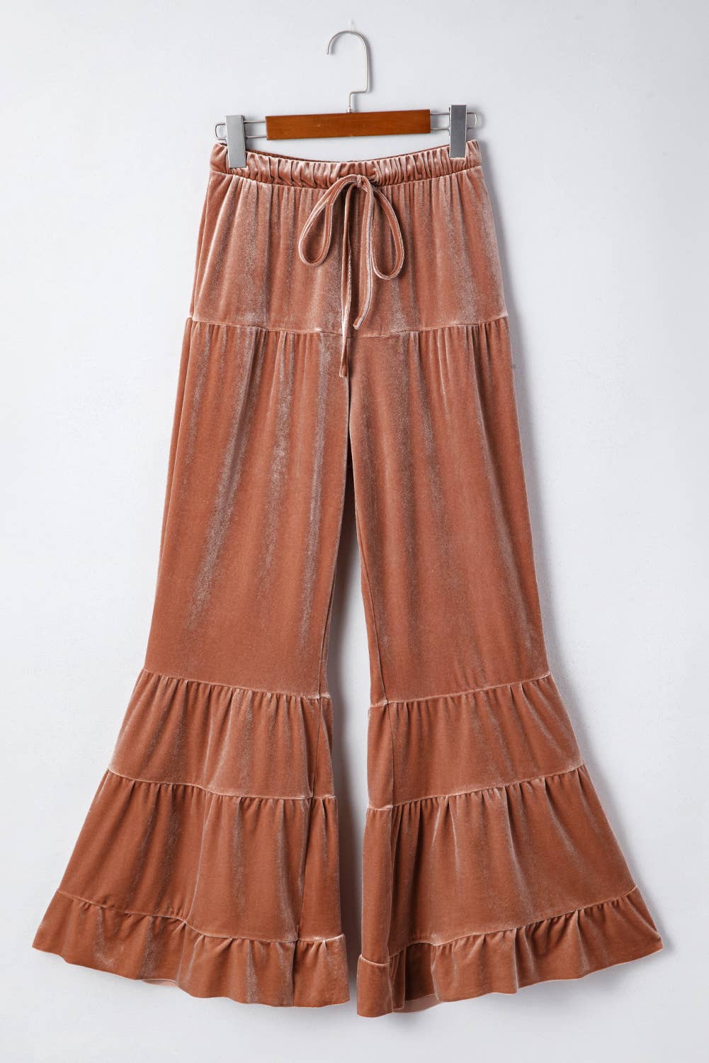 LAS Mineral Wash Lace-up Tiered Bell Bottom Pants (S-XL)