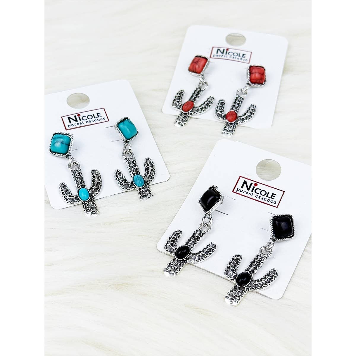 Western Style Cactus Earrings Set