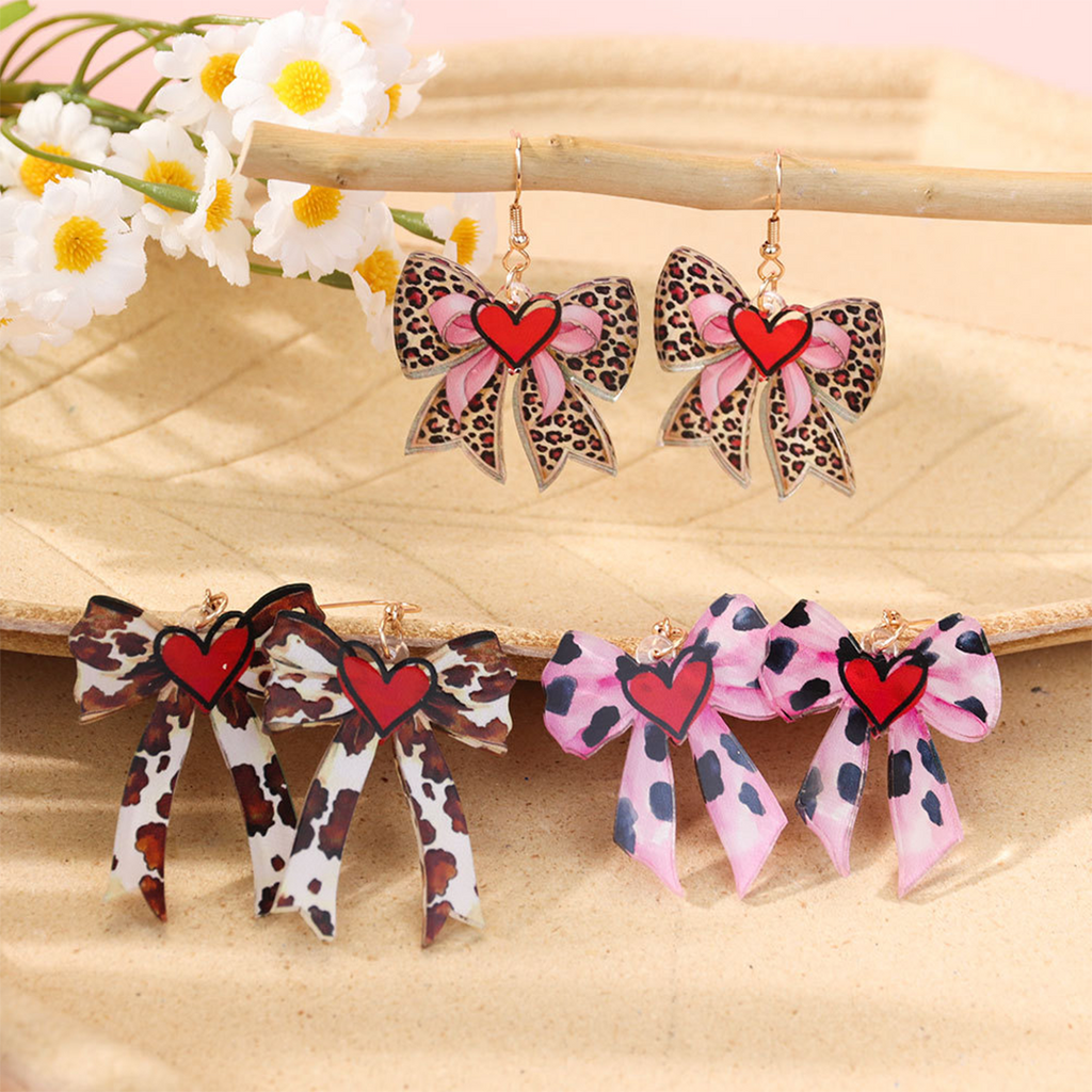 Heart Bow Sweet Acrylic Earrings ZK3963