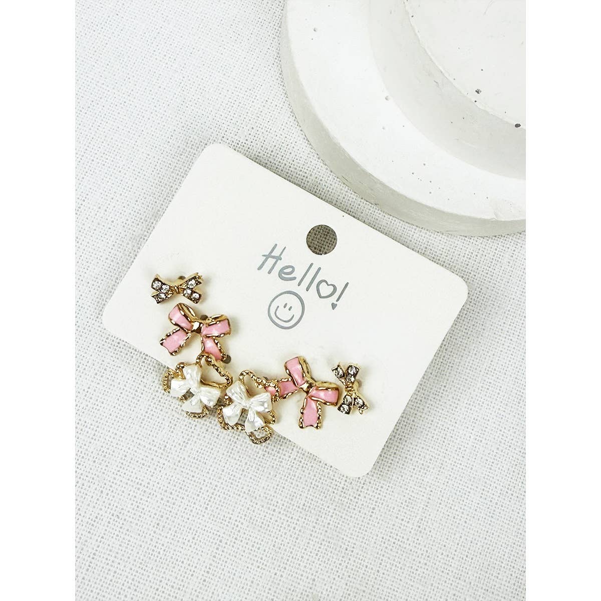 Cute Little Bear Ribbon Bow Earrings