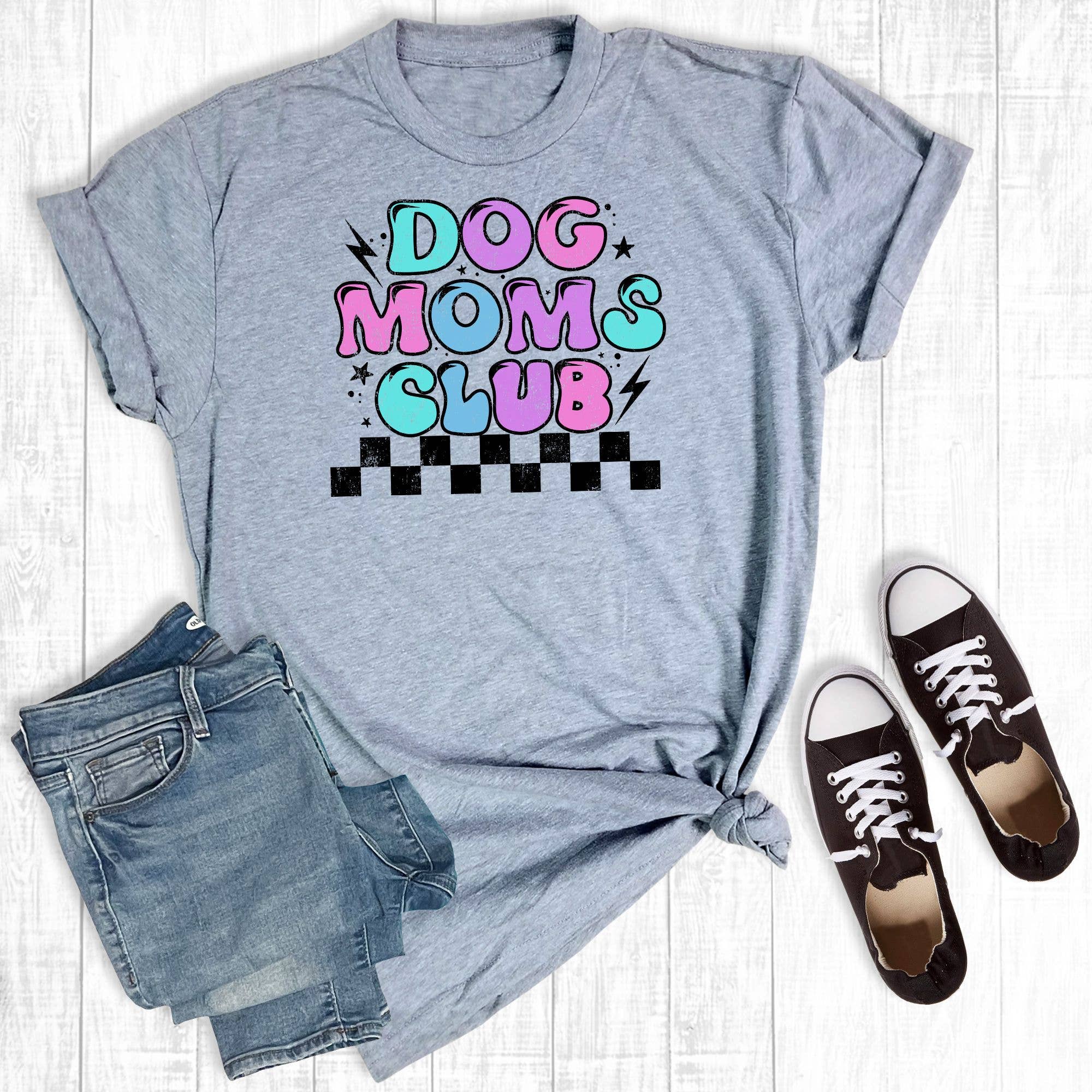 Dog Moms Club Light Grey Unisex Screen Printed T-Shirt